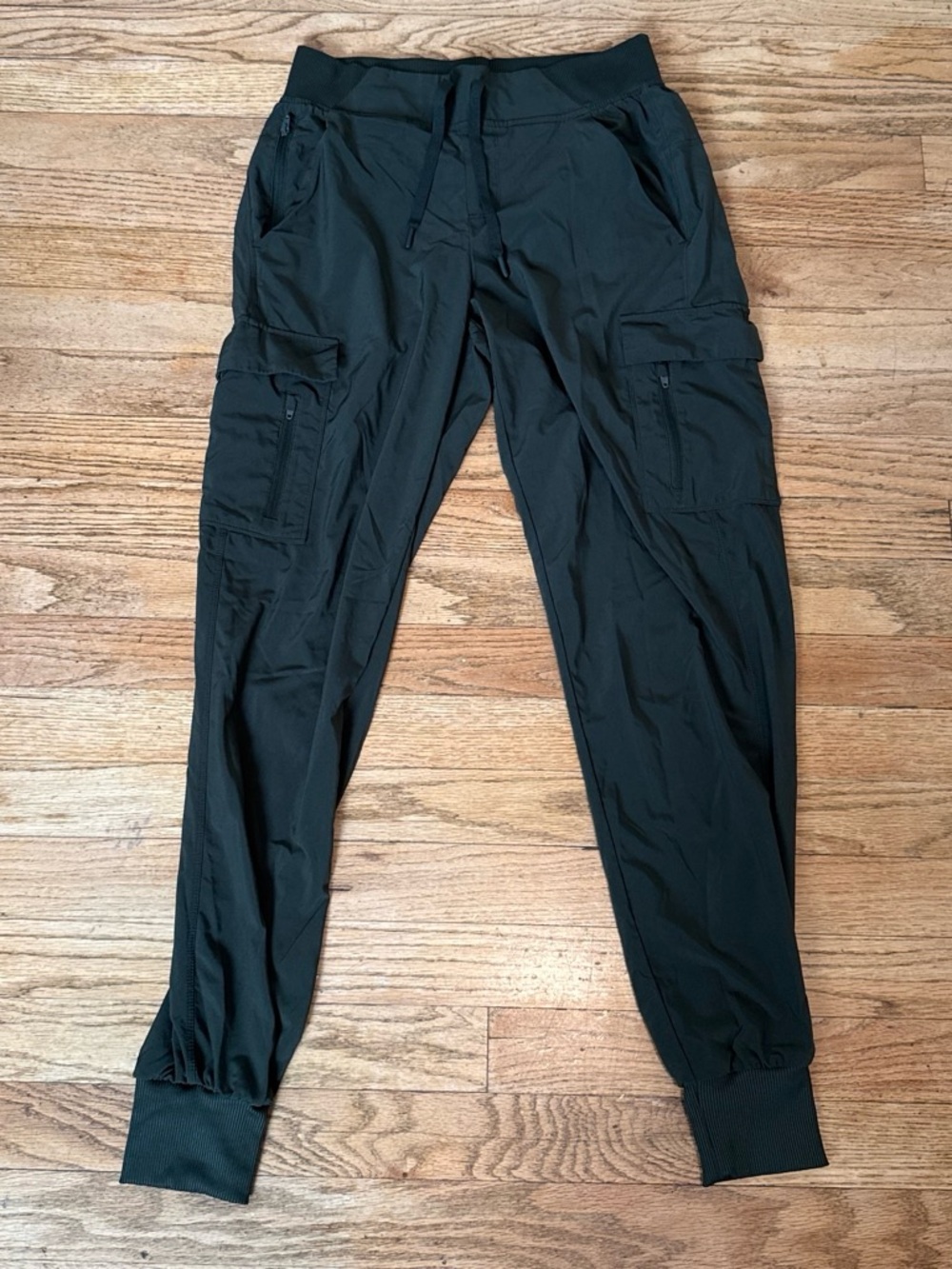 Dark Green Athletic Cargo Jogger Pants